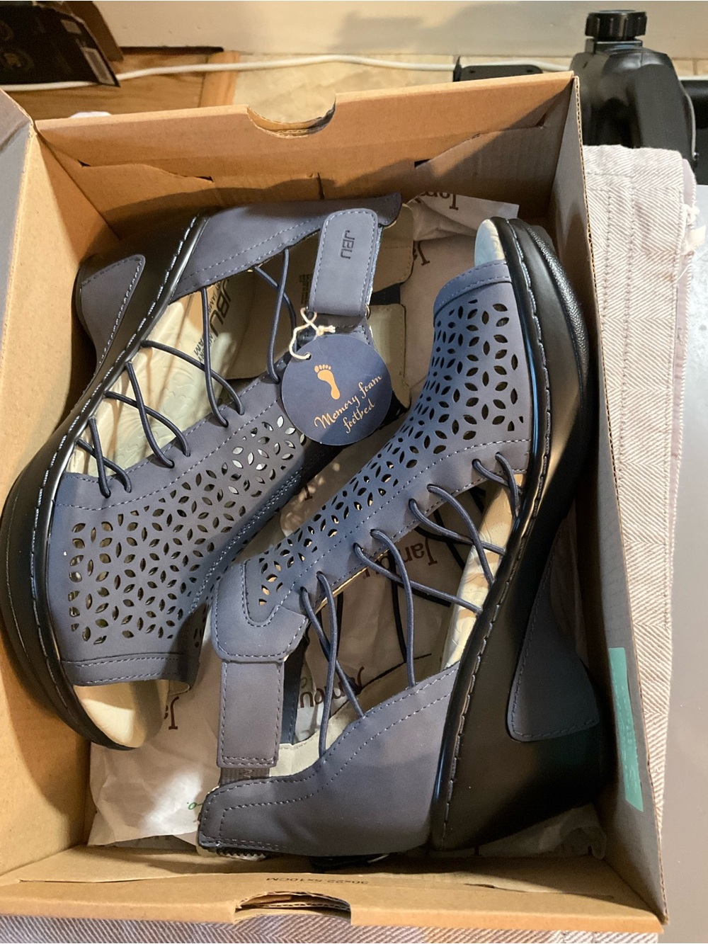 JBU Men’s Blue Perforated Lace-Up Sandals